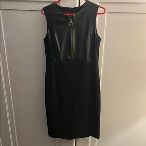 Karen Millen black sheath dress with pleather detail